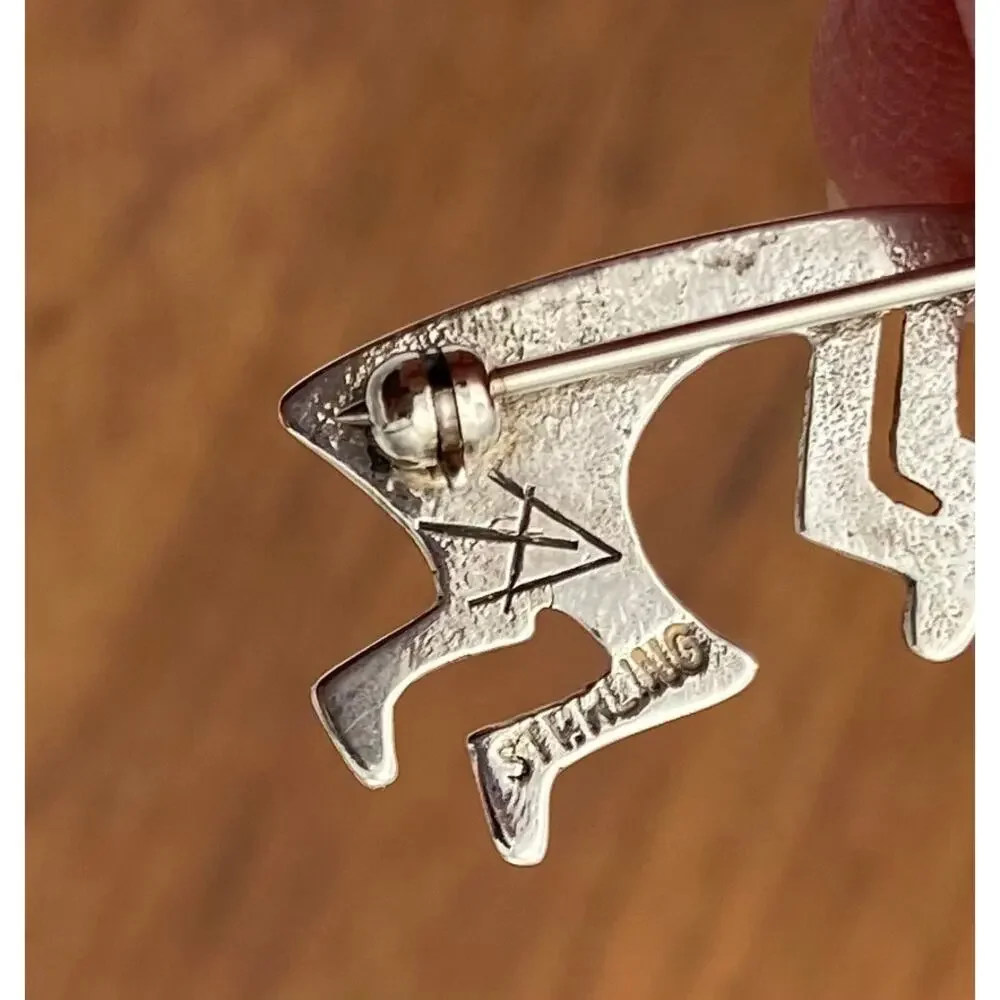 Vintage Sterling Silver Navajo Kokopelli Pin Pendant Signed Alvin Thompson